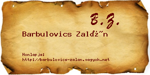 Barbulovics Zalán névjegykártya